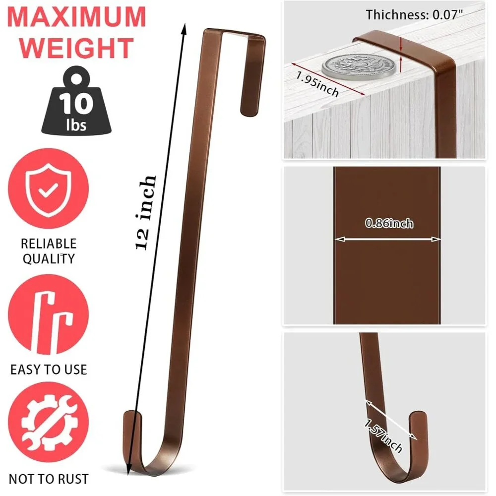 Space-Saving 12-Inch Wreath Hanger - Sturdy Hooks for Seasonal Decorations